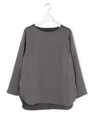 23区 L 【洗える】サテン ロングスリーブ Tシャツ グレー系