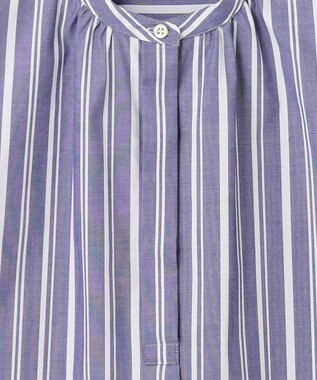 J.PRESS LADIES 【洗える・接触冷感・UVカット】エステネージュストライプ バンドカラーブラウス ネイビーストライプ系1