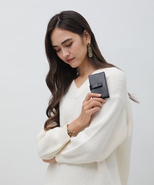 style code 【PADMA/パドマ】ベルトデザイン　シュリンクレザーカードケース ブラック×キャメル