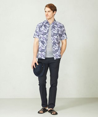 JOSEPH ABBOUD リヨセルリーフ 半袖シャツ パープル系5