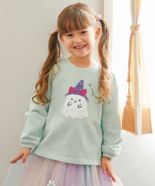 ANY KIDS ミラクルスパンコールトレーナー ミント（おばけ×魔女ネコ）