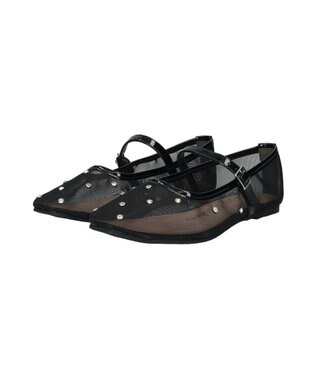 Bridget Birkin 【Bridget Birkin】ドットビジューチュールフラットシューズ ブラック雑材
