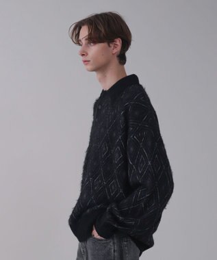 WEGO 【ユニセックス着用ITEM】アーガイルニットポロ ブラック