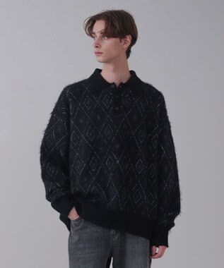 WEGO 【ユニセックス着用ITEM】アーガイルニットポロ ブラック