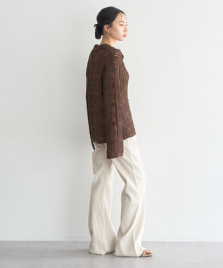 earth music&ecology メッシュレース襟付きカーディガン Brown