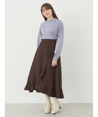 earth music&ecology ラッフルフリルイレヘムスカート Brown