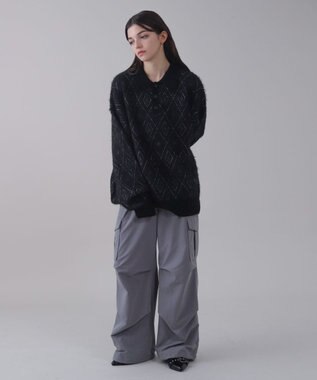 WEGO 【ユニセックス着用ITEM】アーガイルニットポロ ブラック