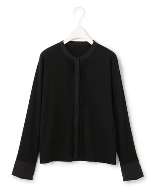 ICB 【洗える】 コンビネーションジャージー ピンタックカットソー ブラック系