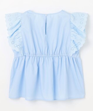 組曲 KIDS 【110-140㎝】レースペプラム ブラウス サックスブルー