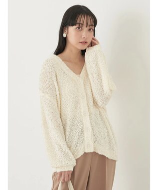 earth music&ecology ぽこぽこヤーンカーディガン Ivory