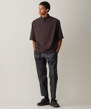 UNFILO MENS 【ストレッチ】レザーライク イージー テーパードパンツ [23年春夏商品] ブラック