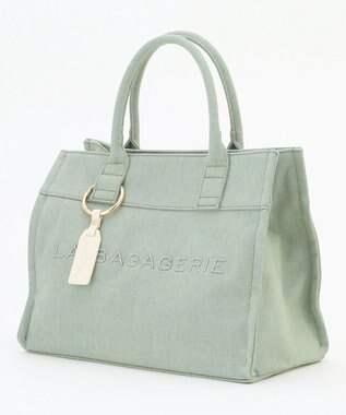 LA BAGAGERIE チャーム付きデニムバッグ Sサイズ ブルー