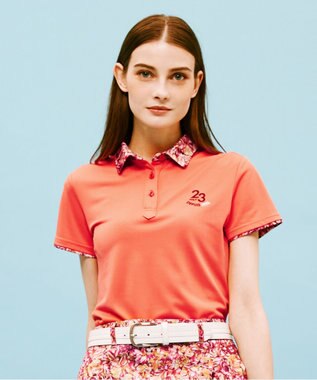  【WOMEN】無地×プランティカプリント 半そでポロシャツ