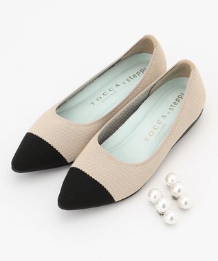 TOCCA 【軽量・撥水・お洗濯可・選べるシュークリップ】steppi×TOCCA BICOLOR POINTED PUMPS パンプス ベージュ×パール
