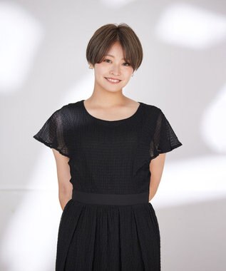 Tiaclasse 【洗える】シフォンチェック配色フリルワンピース ブラック×ブラック