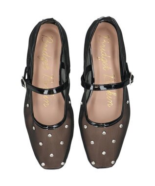 Bridget Birkin 【Bridget Birkin】ドットビジューチュールフラットシューズ ブラック雑材