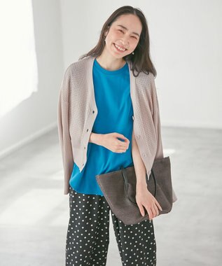 ANY 【洗濯機可】アイレットパターンカーデガン サンドベージュ