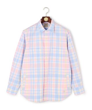 J.PRESS MEN オックスフォードマルチカラーチェック シャツブルゾン ピンク系3