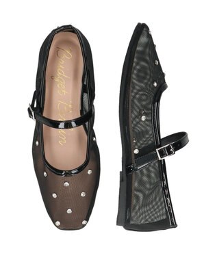 Bridget Birkin 【Bridget Birkin】ドットビジューチュールフラットシューズ ブラック雑材