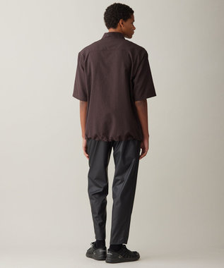 UNFILO MENS 【ストレッチ】レザーライク イージー テーパードパンツ [23年春夏商品] ブラック