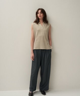 ATON SILK TROPICAL | イージーワイドパンツ CHARCOAL GRAY