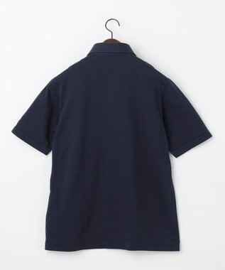 JOSEPH ABBOUD 【吸水速乾/上質感】千鳥サッカーポロシャツ ネイビー系