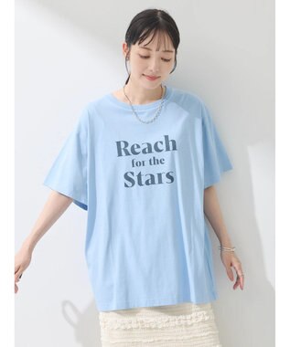 earth music&ecology アソートロゴプリントＴ Light Blue