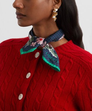 LIBERTY. アベリア ブーケ 45x45 シルク スカーフ グリーン