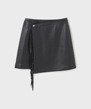 GRACE CONTINENTAL フリンジミニスカート ブラック