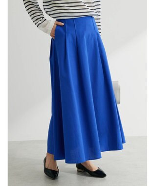 Green Parks 綿麻混フレアスカート Royal Blue