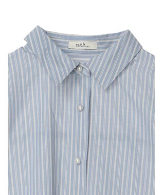 earth music&ecology パールボタンオーバーシャツ Sax