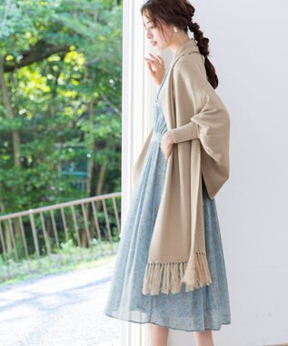 Tiaclasse 【洗える】ストール風カーディガン グレージュ