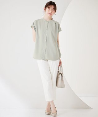 ANY SIS L 【洗える】ダブルボタンフレンチスリーブ ブラウス ミント