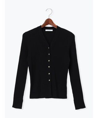 Te chichi リブVネックカーディガン ブラック