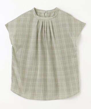 ANY 【洗濯機可能】プリントブラウス モカ系チェック