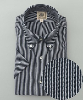 J.PRESS MEN 【夏に嬉しい高機能】カノコインレイ マイクロストライプパッチポケット シャツ/B.D. ネイビー系1