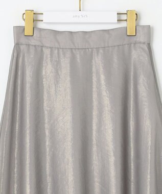 ANY SIS 箔ヴィンテージライクシフォン スカート ライトグレー