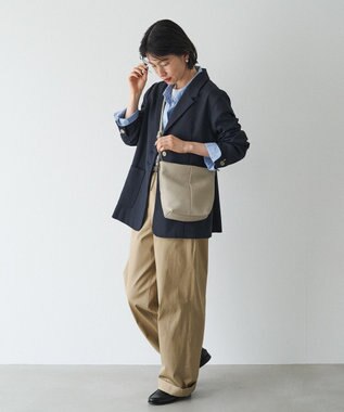 russet レザーミニショルダーバッグ(CE-1657) GrayBeige