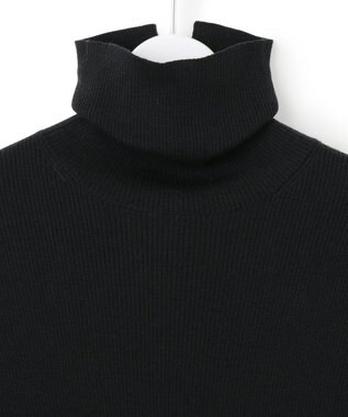 23区 L 【見上愛さん着用/VERY掲載/洗える】ウーステッドウール リブタートル ボーダー ニット ブラック×ベージュ