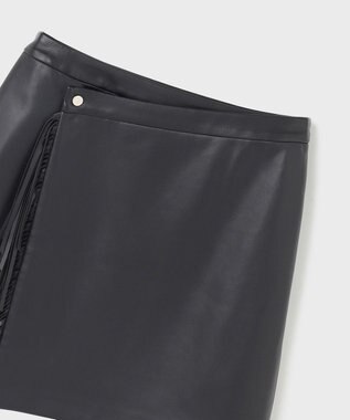 GRACE CONTINENTAL フリンジミニスカート ブラック