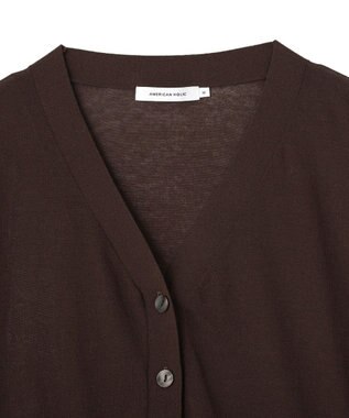 AMERICAN HOLIC 5分袖シアーVネックニットカーディガン Brown