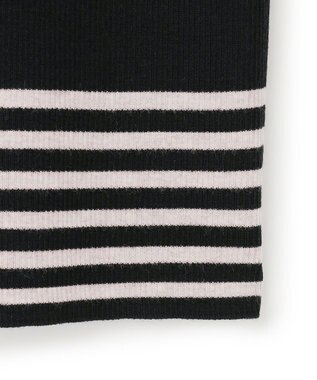 23区 L 【見上愛さん着用/VERY掲載/洗える】ウーステッドウール リブタートル ボーダー ニット ブラック×ベージュ