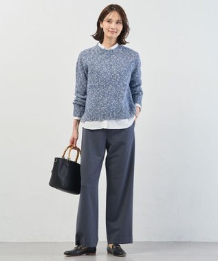 J.PRESS LADIES Color Yarn クルーネック ニット ネイビー系