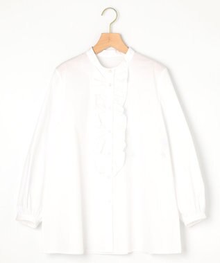 組曲 コンパクトシャーティング フリルブラウス アイボリー系