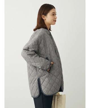 Green Parks キルティングノーカラーブルゾン Check