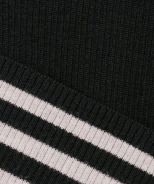 23区 L 【見上愛さん着用/VERY掲載/洗える】ウーステッドウール リブタートル ボーダー ニット ブラック×ベージュ