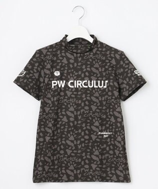 PW CIRCULUS 【WOMEN】【ストレッチ/UVケア】アニマルプリント ロゴ モックネック シャツ ブラック系5