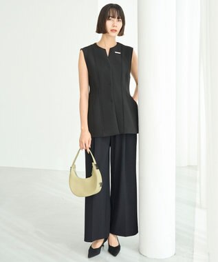 UNFILO 【11サイズ展開】 BEAUTY MOVE タックワイドパンツ ブラック