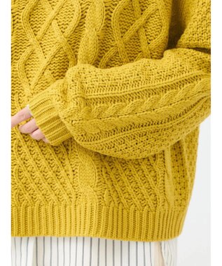 earth music&ecology ウォッシャブルケーブルプルオーバー Mustard