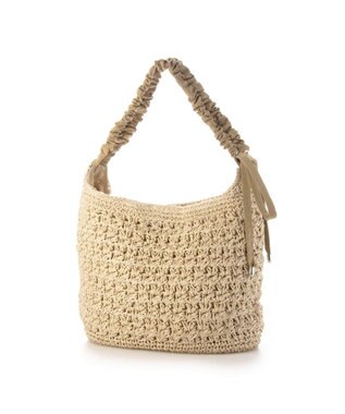 UNBILLION カシュカシュ cachecache / ドロストギャザーハンドル柄編2wayトート ベージュ